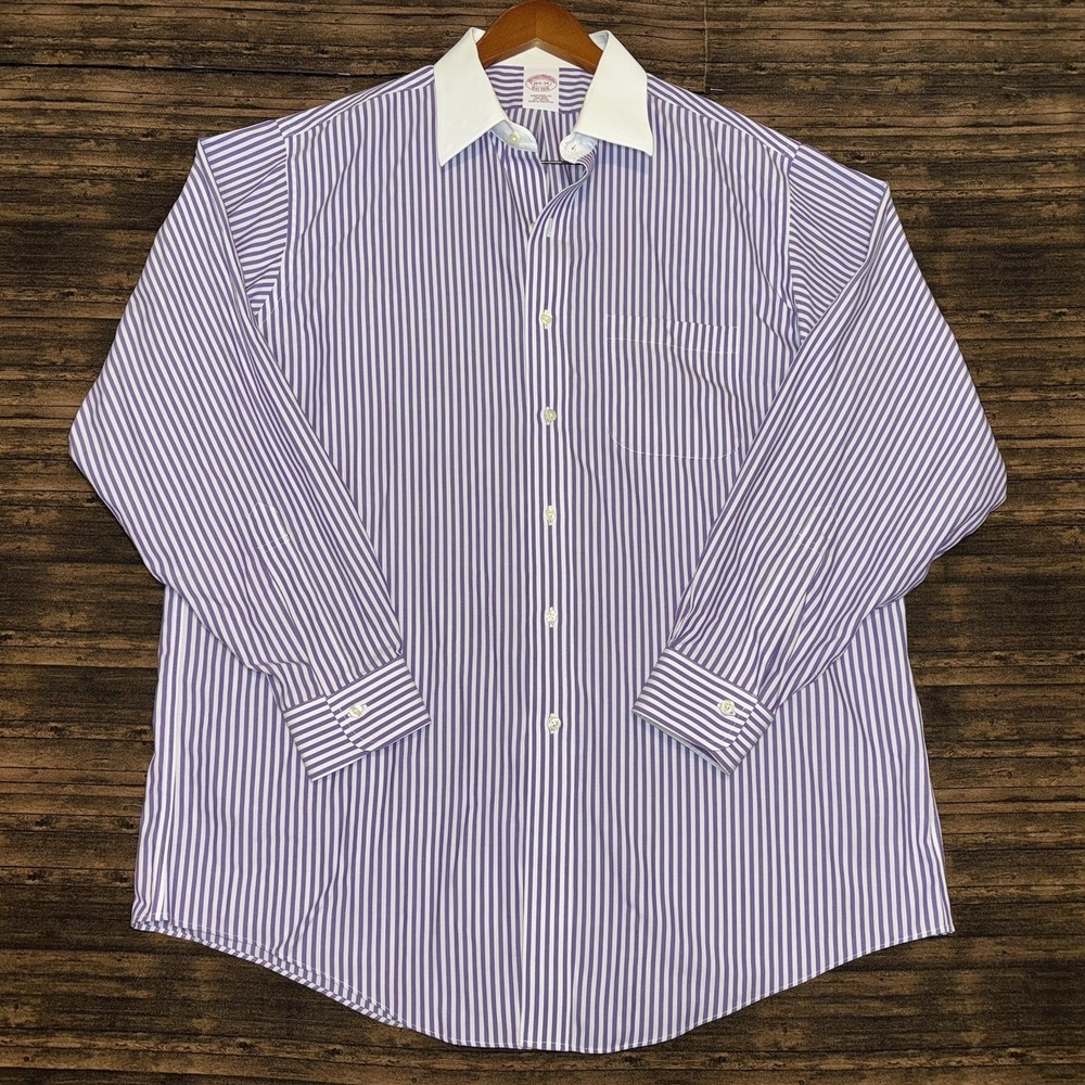 Brooks Brothers Dress Shirt Men 16.5-34 Purple French Cuff Winchester